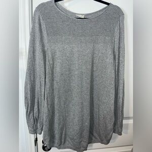 Caslon Sweater Light Grey Nordstrom Silver Long Sleeve Dolman Pleated Knit Large